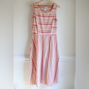 Bonnie & Nomme Striped Cotton Midi Dress | 90s Y2K Vintage‎ Feel | Medium